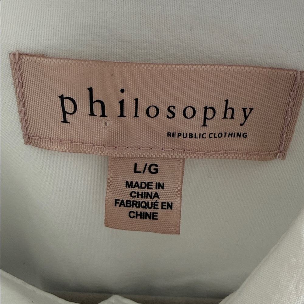 NWOT Philosophy Republic Clothing Oversized White Long Sleeve Shirt Size Large - Picture 3 of 4